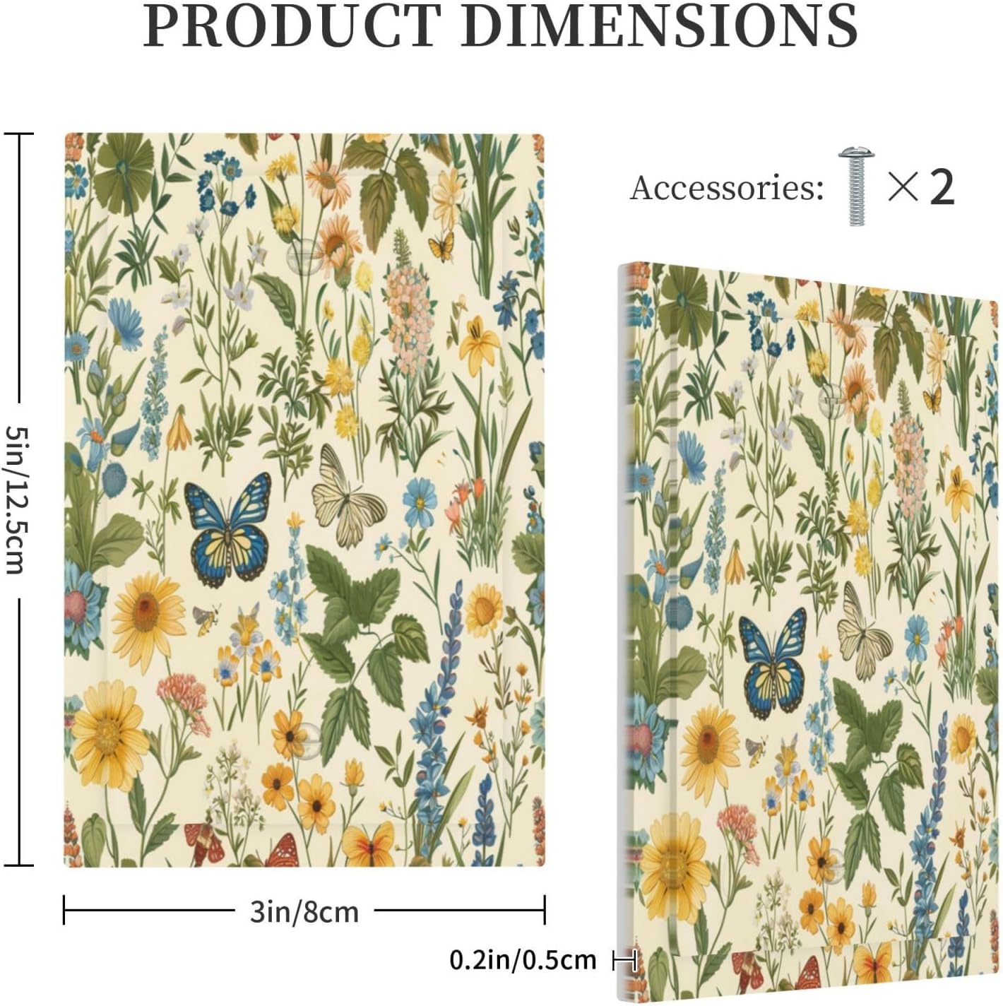 Decorative Switch Covers Plate Rustic Plant Garden Leaf Flower Butterfly 1 Gang No Device Single Blank Outlet Covers Wall Plate Cover Light Switch Plate Electrical Faceplate for Bedroom Decor