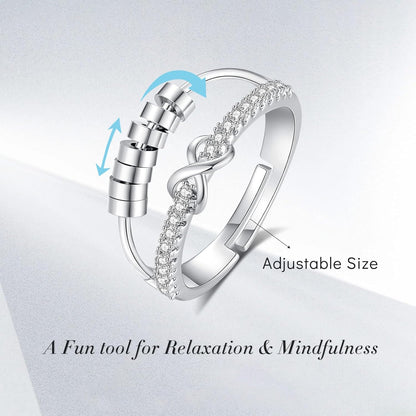 INFUSEU Funny Spinner Fidget Rings for Women Girls Anti Anxiety Stress Worry, Adjustable Size