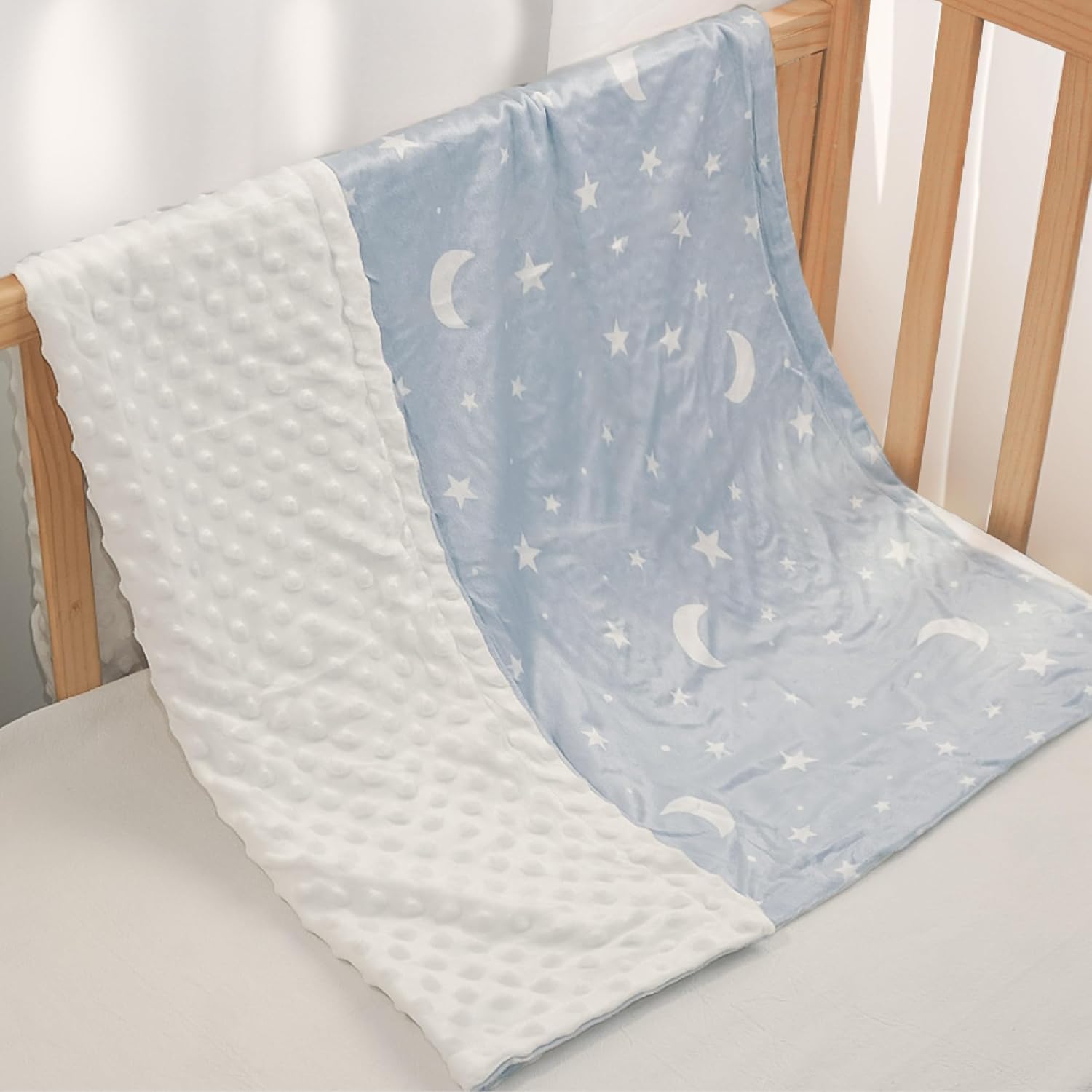 Star Baby Blanket 30 x 40 Inches for Boys Girls, Soft Plush Receiving Blanket with Dotted Back