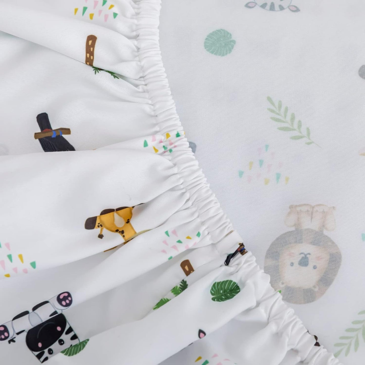Safari Animal Bedding Set for Baby Boys Girls, 3-Piece Crib Set Including Sheet, Comforter & Skirt