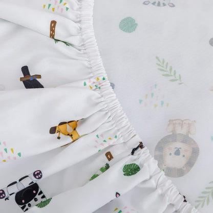 Safari Animal Bedding Set for Baby Boys Girls, 3-Piece Crib Set Including Sheet, Comforter & Skirt