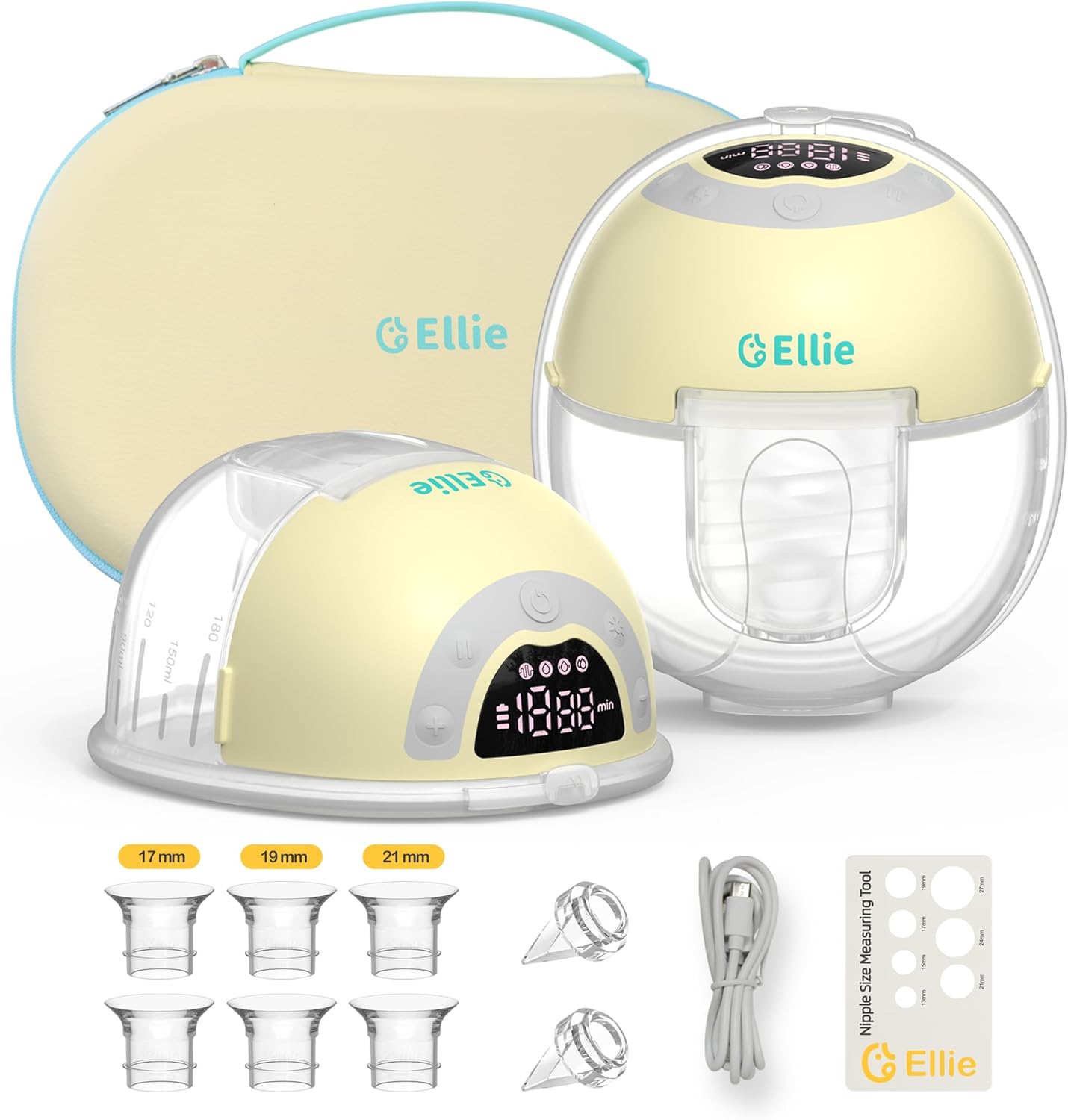 Ellie Wearable Hands Free Breast Pump, Portable Breastfeeding Pump w/Soft Double-Sealed Flange