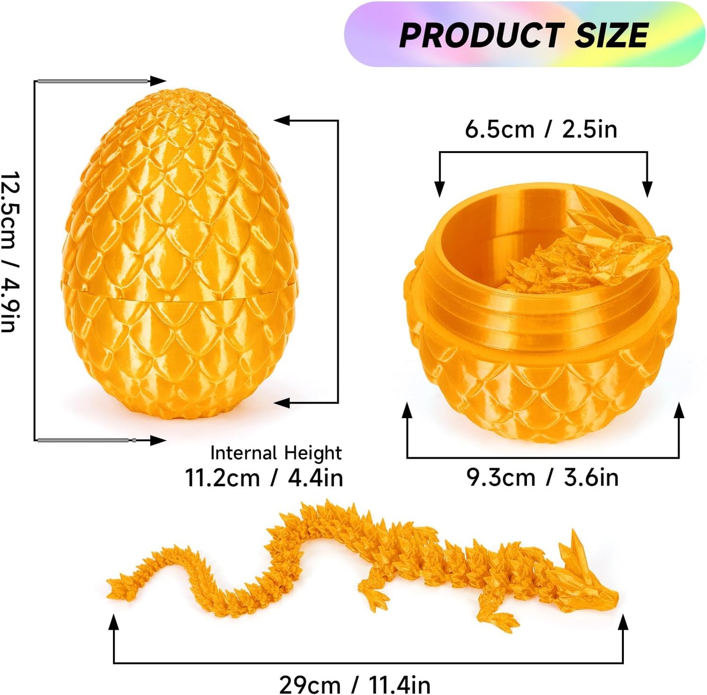 3D Printed Dragon Egg,Dragon Eggs with Dragon Inside,Crystal Dragon Fidget Toys,Full Articulated
