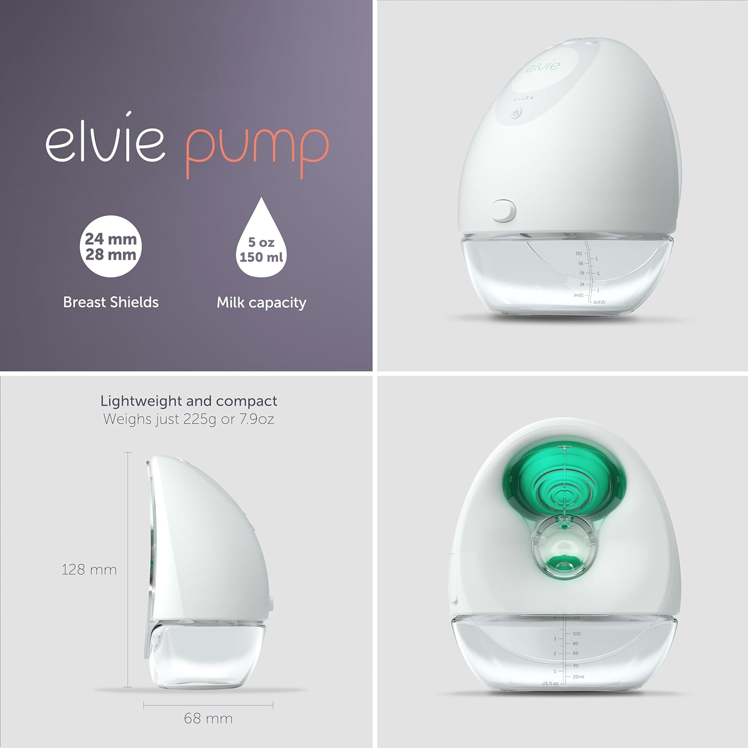 Elvie - Double, Wearable Breast Pump w/App - The Smallest & Quietest - Portable - Hands Free &
