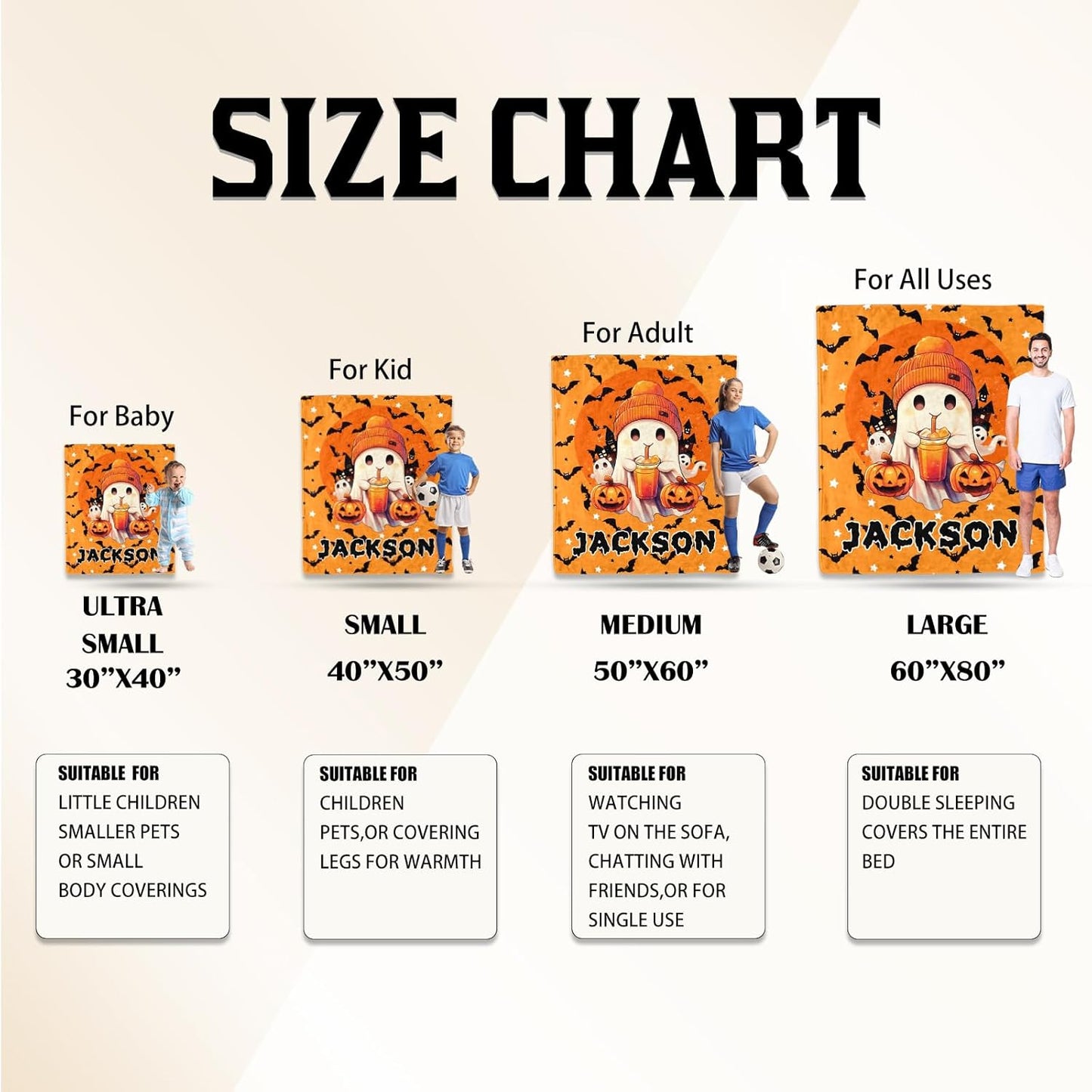 Ship Next Day, Custom Halloween Blanket - Printed in USA, Personalized Baby Blankets with Name