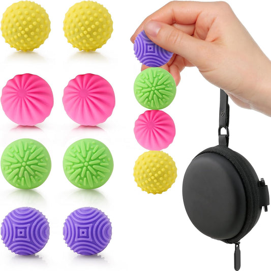 Magnetic Silicone Fidget Balls 8-Pack – Silent, Stress Relief Toys for Adults & Teens (14+) with 4 Textures, Focus & Anxiety Relief, Ideal for Desk & Travel – Soft, Tactile & Relaxing Fidget Toys