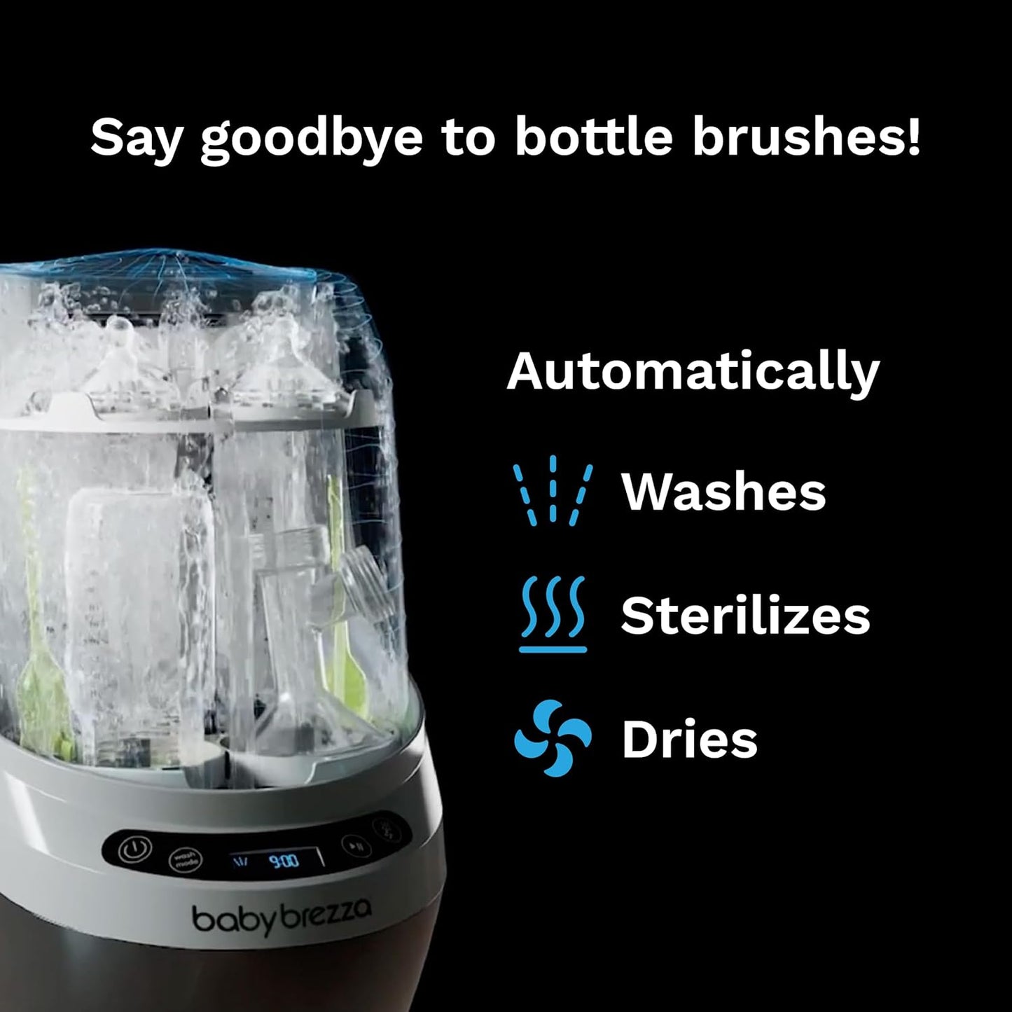 Baby Brezza Bottle Washer Pro - Baby Bottle Washer, Sterilizer + Dryer - All in One Machine Cleans