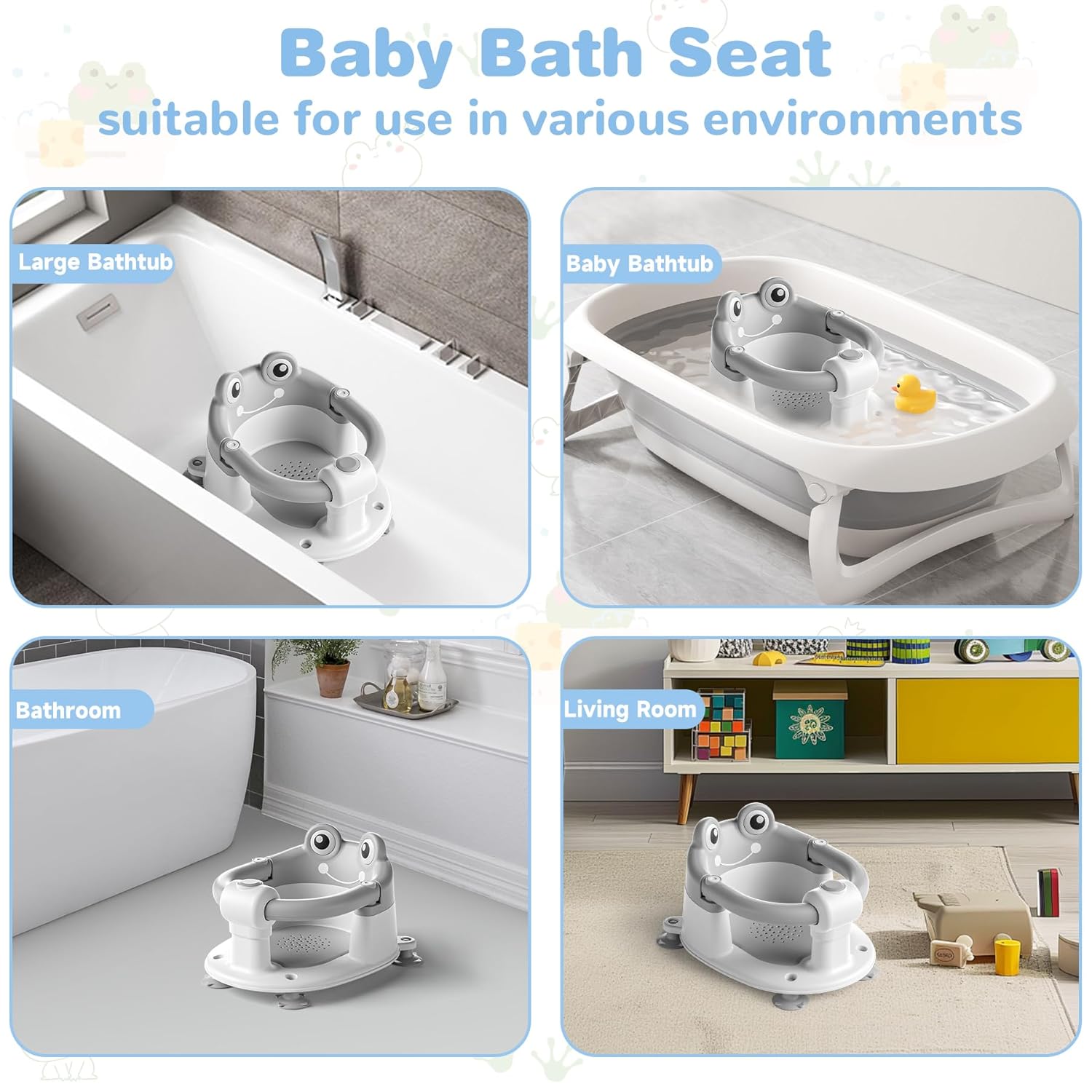 Baby Bath Seat for Babies 6 Months & up Non-Slip Toddler Bath Seats for Sitting Up Infant Bathtub