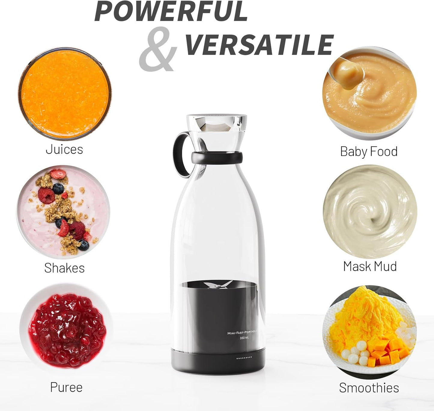 OTPEIR Portable Blender for Shakes and Smoothies with 11.83 Oz Travel Cup and Lid,Durable Stainless