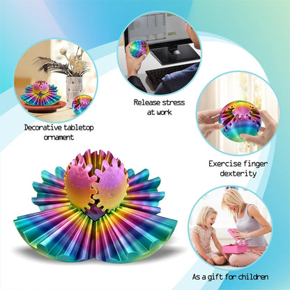 Gear Ball - GearSphere Fidget Toy, 3D Printed Gear Ball Spin Ball Cube Desk Toy, 2024 Gear Sphere Cube Puzzlefor Adults Kids, Stress and Anxiety Relaxing Fidget Toy (Iridescence)