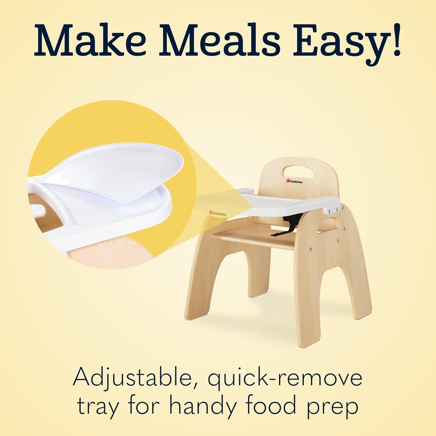 Foundations Easy Serve Low Wood Feeding Chairs Multipack, Adjustable Harness, Removable Dishwasher