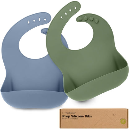 KeaBabies 2-Pack Silicone Baby Bibs for Eating - Sturdy Food-Grade Silicone Bibs for Babies Girl
