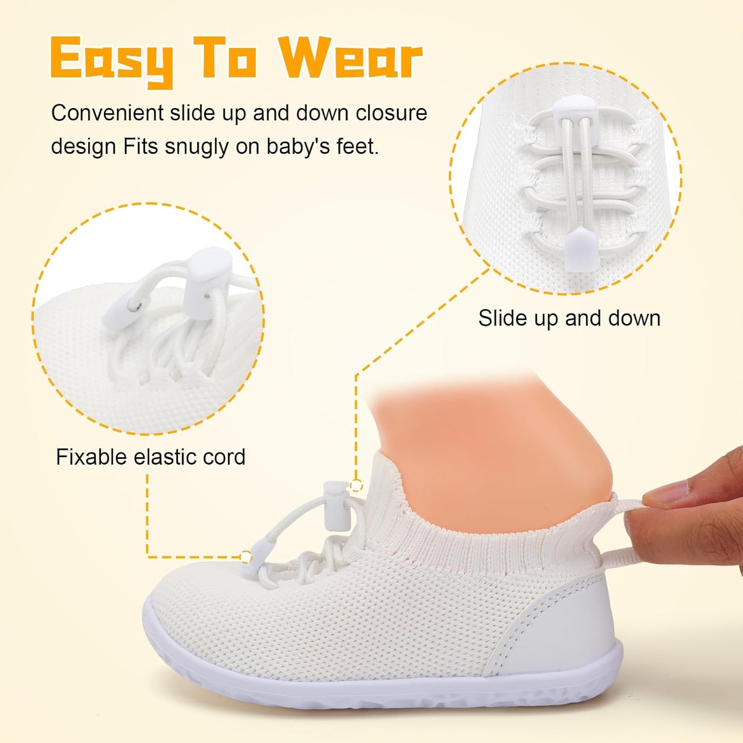 FEETCITY Baby Shoes Boys Girls First Walking Shoes Lightweight Infant Sneakers Slip On Shoe