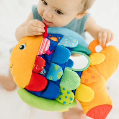 Melissa & Doug K’s Kids, Flip Fish Stuffed Animal, Soft Baby Book, Multi-Textured Squeaking &