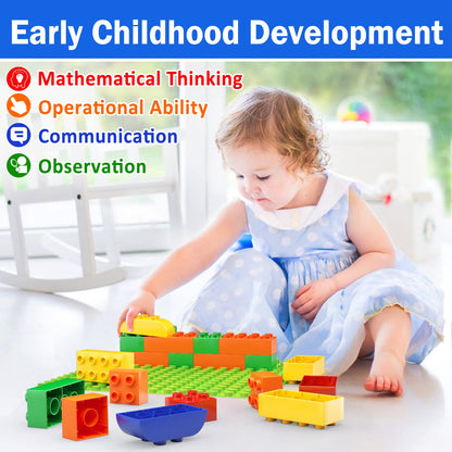 Big Building Blocks for Toddlers Kids Age 2-5, 150 PCS Set with Baseplate