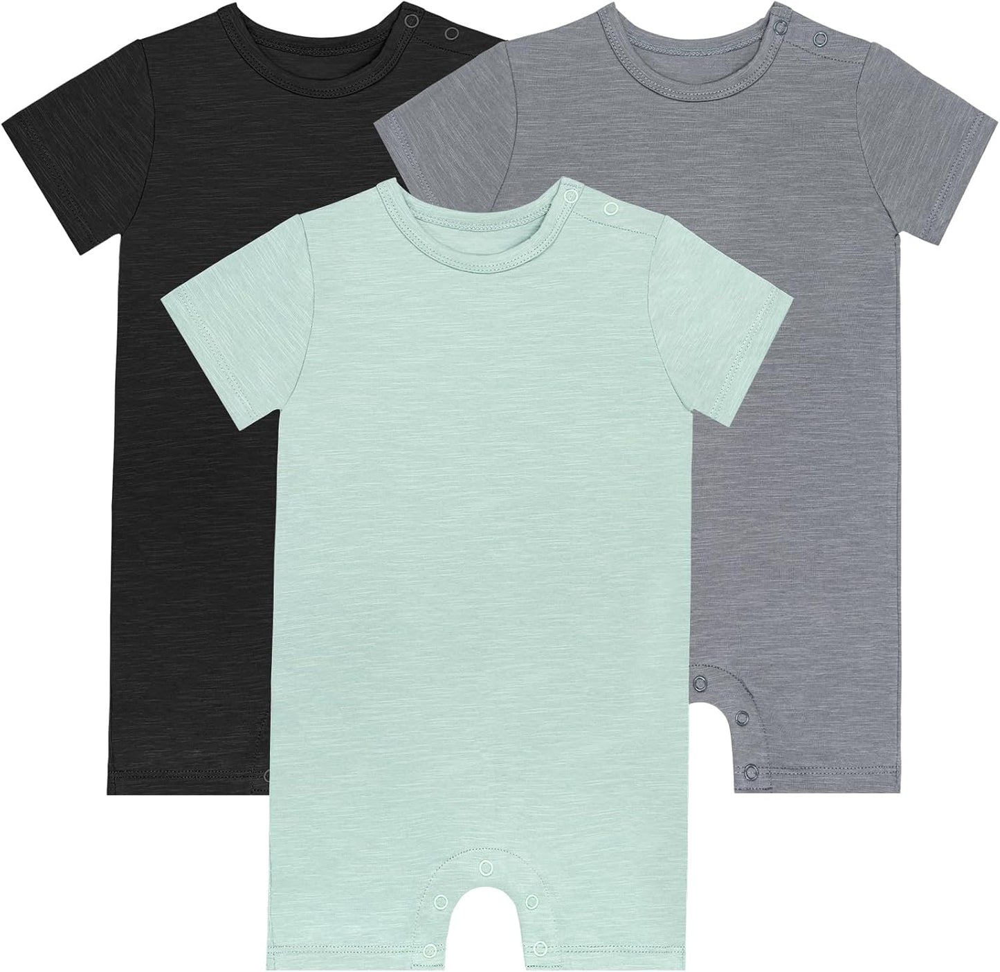 GUISBY Baby Short Sleeve Bodysuit Snap Crotch Closure Cotton Pajamas for Baby 3-Packs