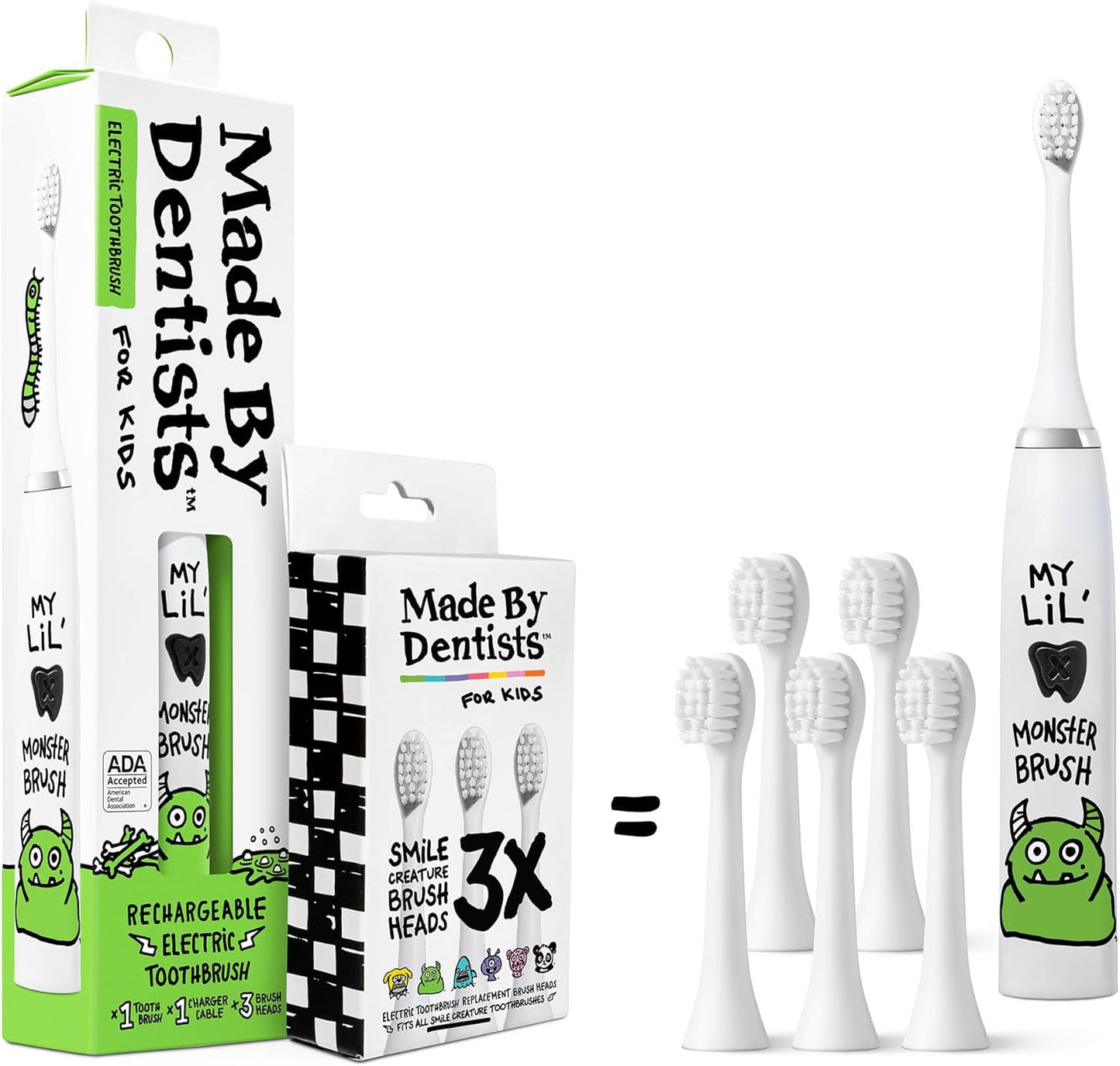 Kids Electric Toothbrush - Rechargeable Vibrating Toothbrush with Timer, Includes 6 Replacement