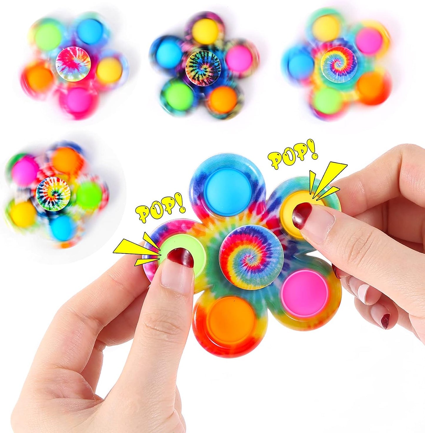 Fidget Spinners Toys 4 Pack, Fidget Toys for Kids Adults, Bulk Pop Sensory Spinner Toys Stress Relief, ADHD Autism Products for Girls Boys, Kids Birthday Party Favors Classroom Prizes