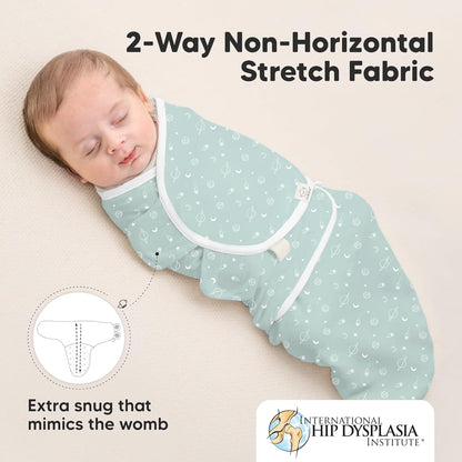 3-Pack Organic Baby Swaddle Sleep Sacks - Swaddles for Newborns, Infant 0-3 Months, Baby Girls, Boys, Soft & Snug Newborn Sleep Sack, Nursery Swaddling Blankets (Galaxy)