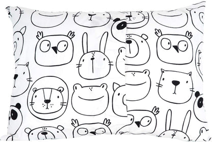 100% Cotton Toddler Pillowcase by ADDISON BELLE - Fits Both 13"x18" and 14"x19" Pillows - Soft, Durable & Breathable (Monochrome Animals)