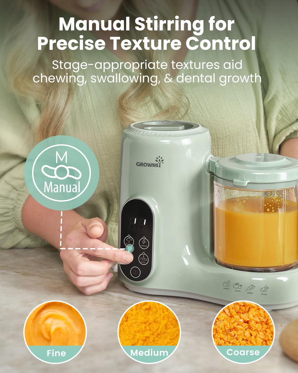 Grownsy Baby Food Maker, Steamer & Blender Baby Food Processor, Green
