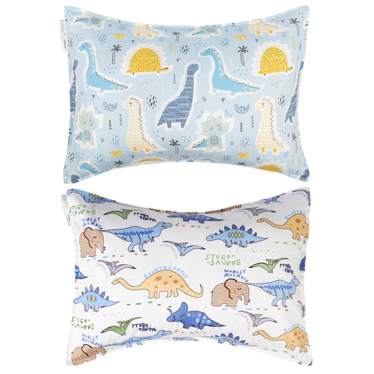 ALVABABY Toddler Pillowcases 2 Pack Organic Cotton Kids Pillow Cover Fit 13"x 18" or 12"x20" Envelope for Girl Boy Sleepy Travel