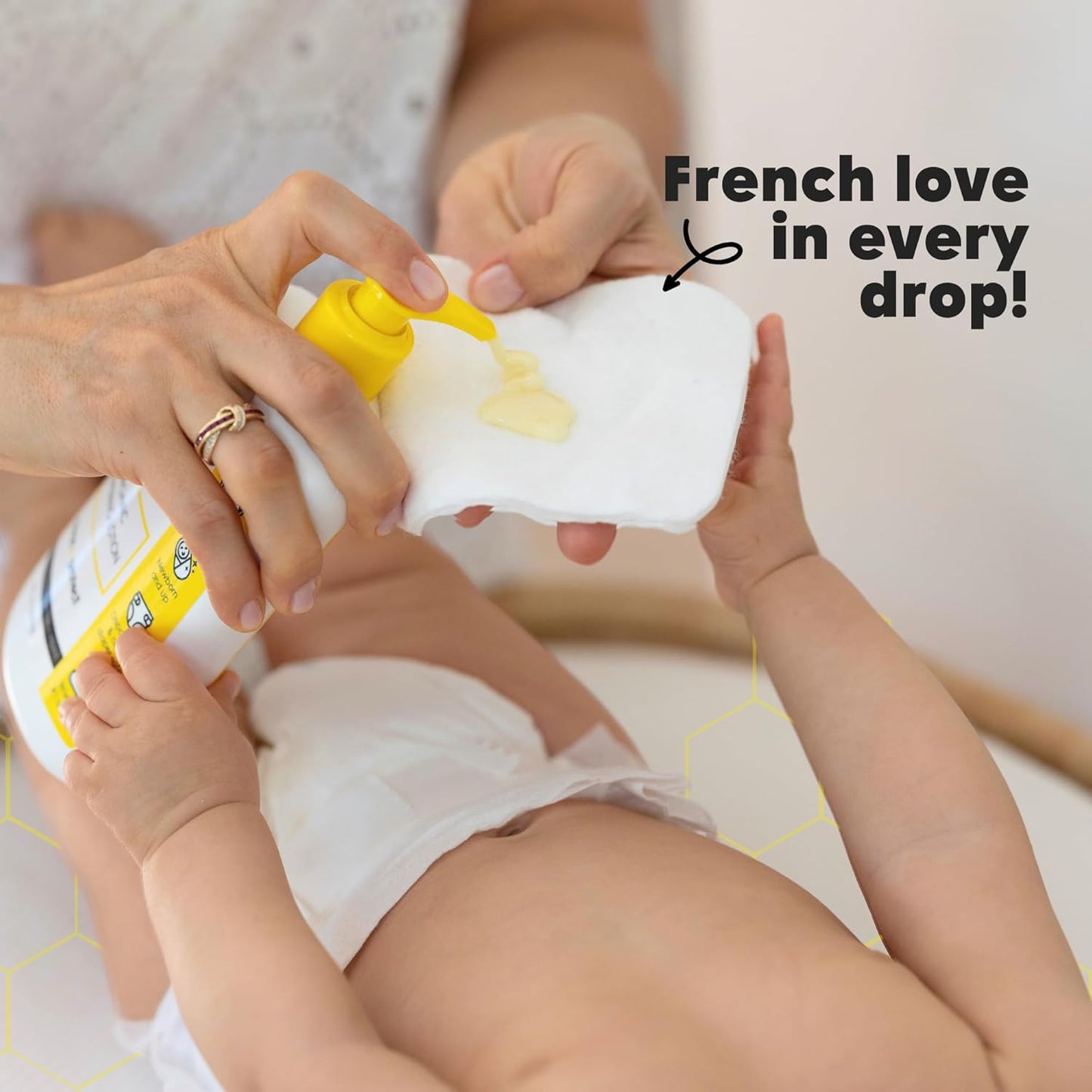 La Petite Creme Premium French Diapering Gift Set: Includes Organic Diapering Lotion (8 oz), Travel-size Liniment Baby Lotion (2 oz), 1 Travel-size Diaper Balm (1 oz), 50 Disposable Cotton Pads