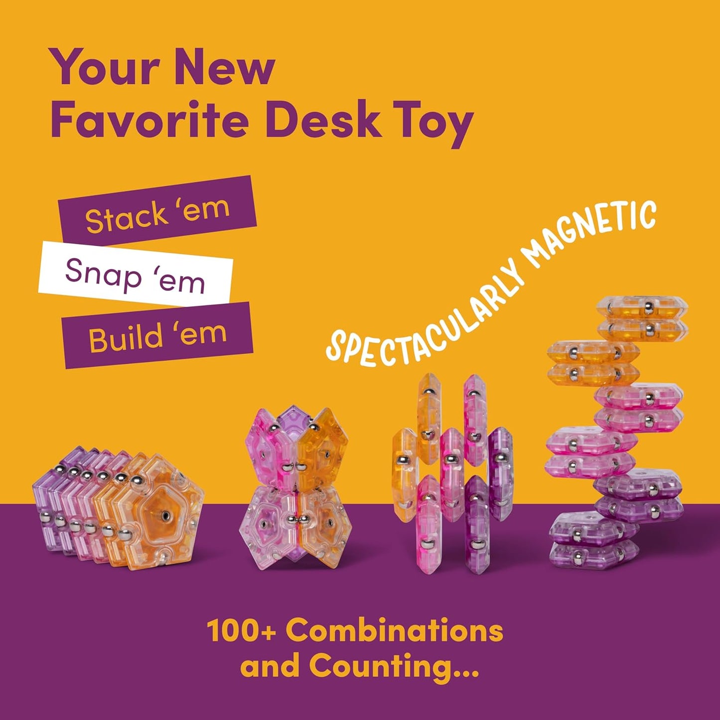 Speks Geode Sphere Magnetic Fidget Toy for Adults | Quiet Adult Sensory Toy for Stress Relief & Anxiety, Office Desk Toy & Top Gadget Gift Idea | Warm, 12-Piece Set