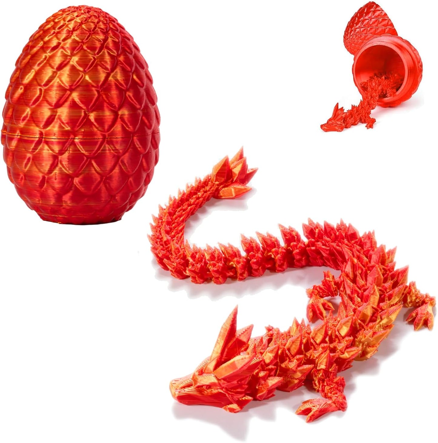 Easter Eggs, 12In Boys Dragon Toys, 3D Printed Dragon Eggs with Articulated Dragon Inside, Dragon Surprise Eggs Fidget Toys, Executive Desk Toys, Easter Egg Fillers Easter Gifts for Kids (Laser Red)