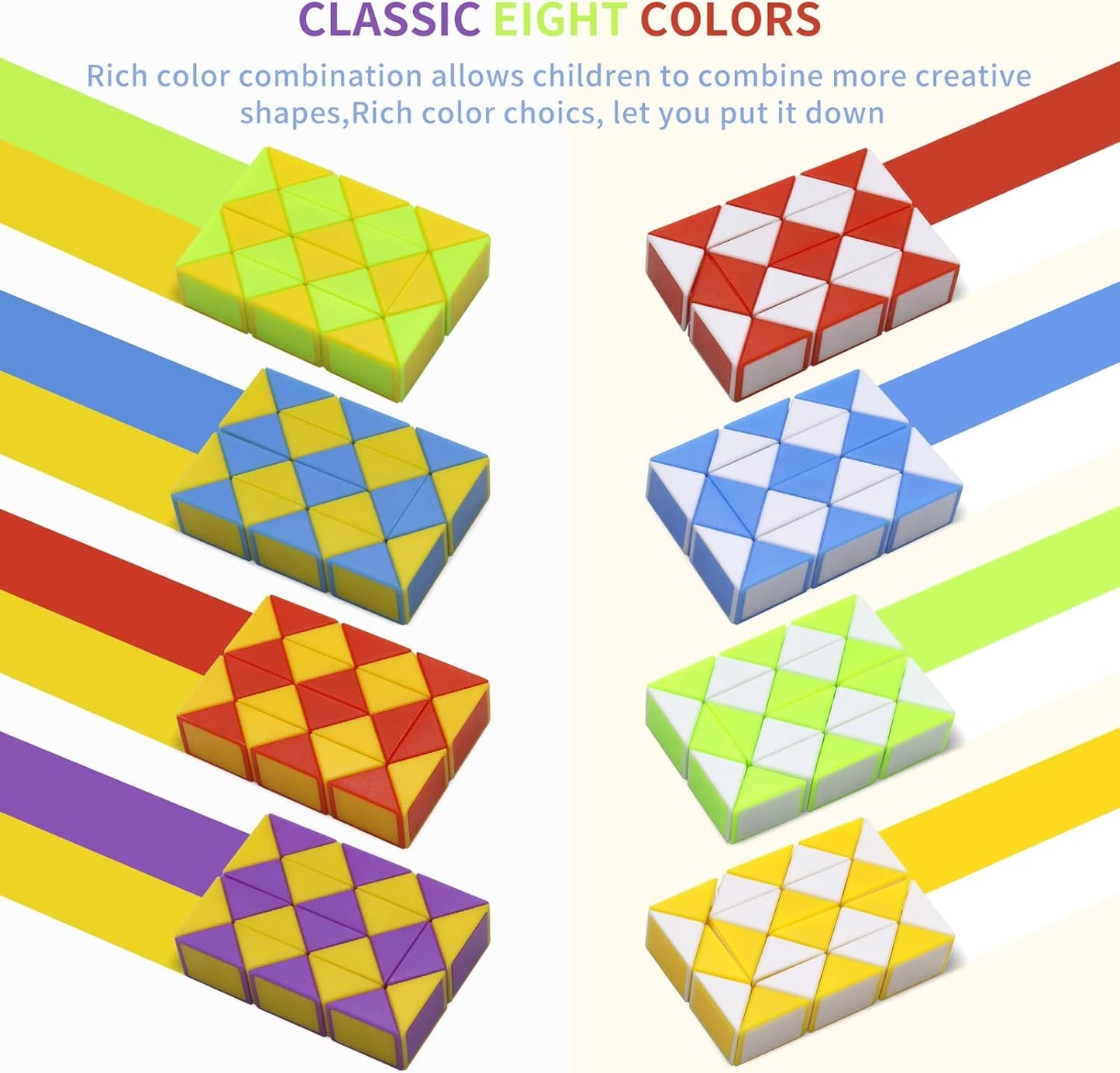 24 Pack 24 Blocks Mini Fidget Snake Cube Mini Twist Puzzle Cubes Magic Speed Cubes Toy for Kids