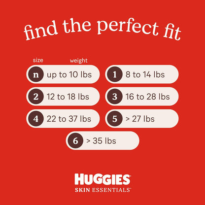 Huggies Size 1 Diapers, Skin Essentials Baby Diapers, Size 1 (8-14 lbs), 84 Count, Packaging May Vary