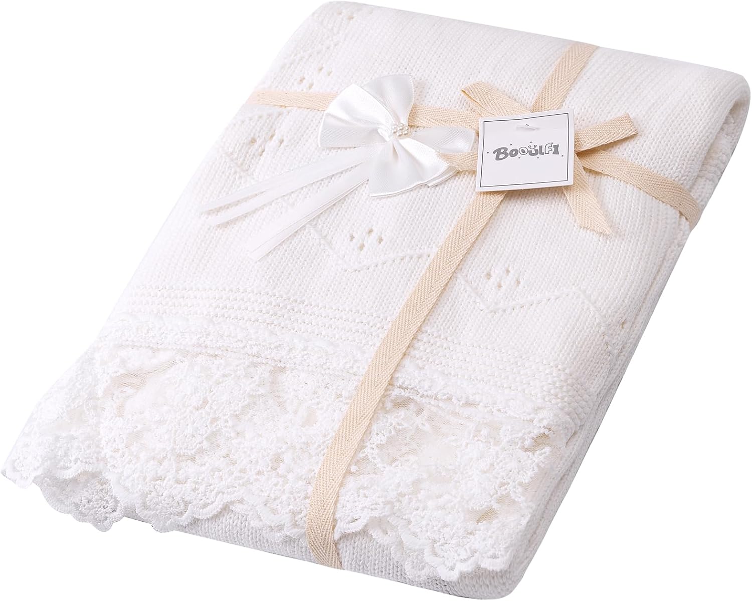 Booulfi Baby Blanket for Girls Boys Swaddles for Newborns Receiving Blankets Neutral Baptism