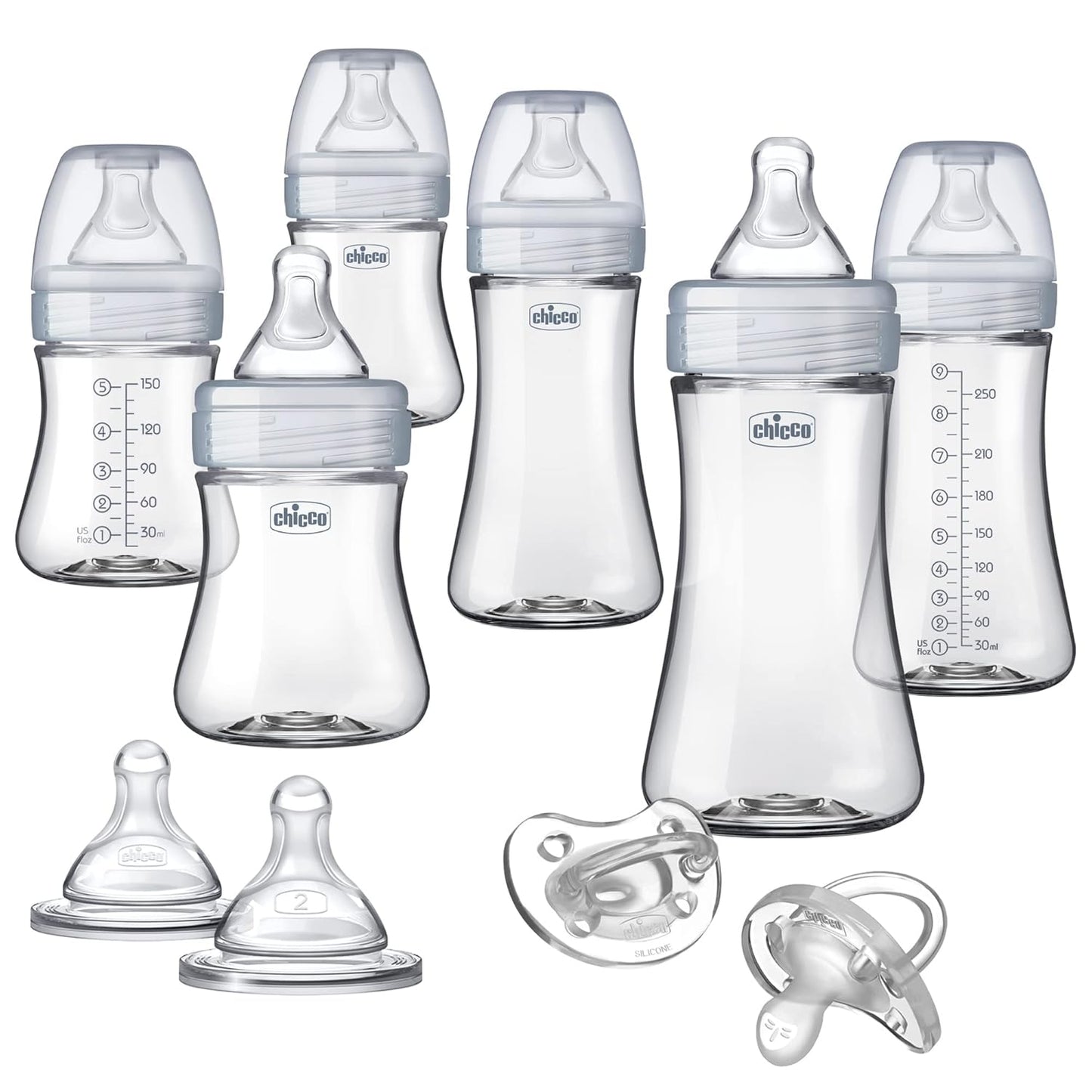 Chicco Duo Deluxe Hybrid Baby Bottle Starter Gift Set with Invinci-Glass Inside and Plastic Outside
