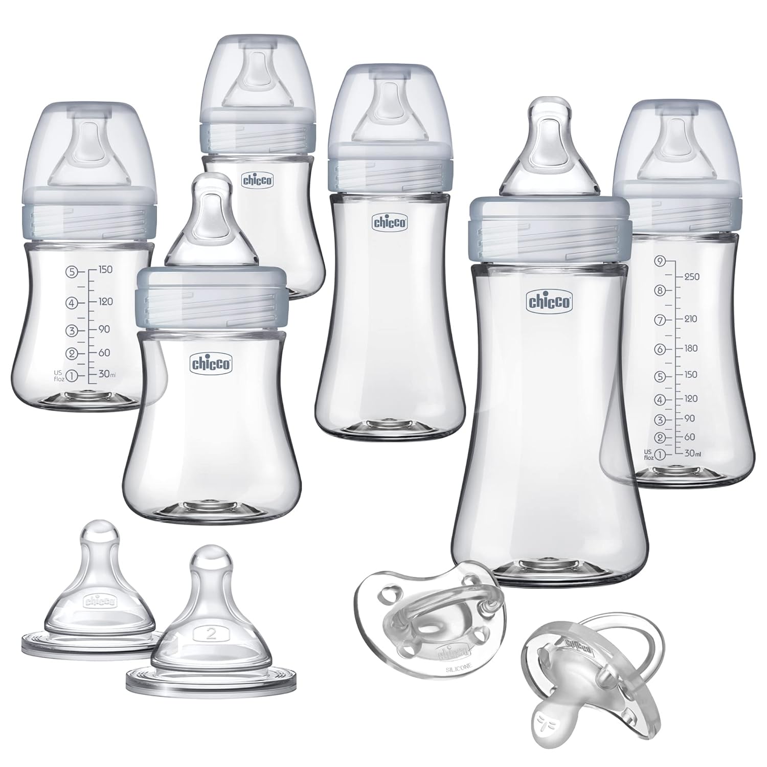 Chicco Duo Deluxe Hybrid Baby Bottle Starter Gift Set with Invinci-Glass Inside and Plastic Outside