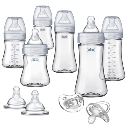 Chicco Duo Deluxe Hybrid Baby Bottle Starter Gift Set with Invinci-Glass Inside and Plastic Outside