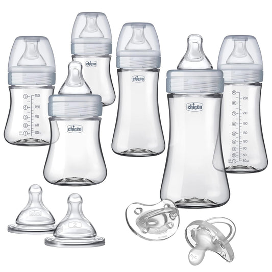 Chicco Duo Deluxe Hybrid Baby Bottle Starter Gift Set with Invinci-Glass Inside and Plastic Outside