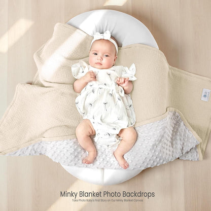 lulumoon Baby Blanket for Newborn Receiving: Minky Dot & Muslin Lightweight - Thermal Blanket Gift