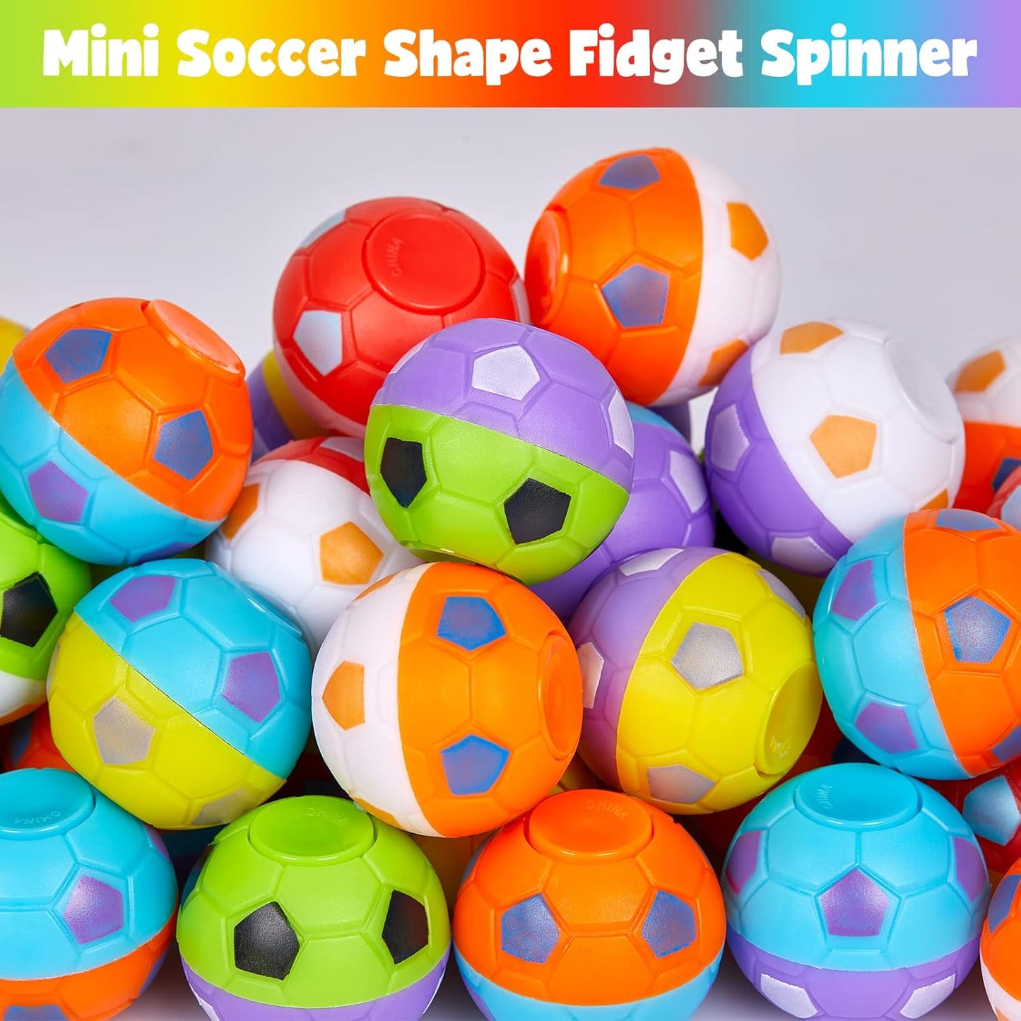 24 Pack Party Favors for Kids 8-12 4-8 Mini Soccer Ball Fidget Spinners Bulk, Soccer Fidget Toys Goodie Bag Stuffers, Soccer Stress Balls Treasure Box Toys for Classroom Prize Return Birthday Gifts