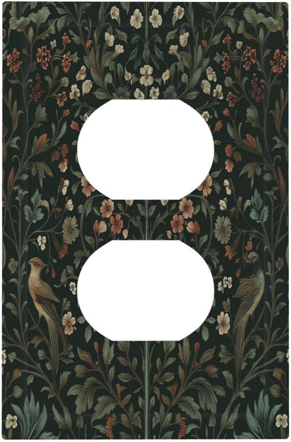 Outlet Covers Vintage Morris Colorful Flower Green Leaf 1 Gang Duplex Light Switch Cover Decorative