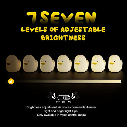 UNEEDE Voice Control LED Benson Night Light, Cute Duck Animal Silicone Nursery Night Light Rechargeable Table Lamp Bedside Lamp with Touch Sensor for Baby Girls Women Bedrooms, Living Room
