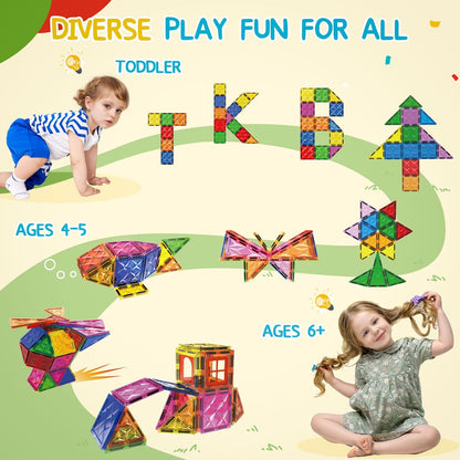 Magnetic Tiles, 42 Pcs Magnet 3D Building Set Toy for Kids Ages 3+, Construction Playboards, Montessori Toys, Puzzle Magnets Toys Christmas Toy Gift for Boys and Girls