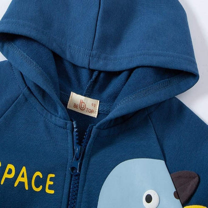 Toddler Boys Full Zip Dinosaur Hoodies Comfortable Sweatshirt