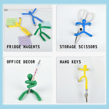 Funny Magnetic Men Toy Sets, Novelty Fidget Toys for Kids Adults, Colorful Shape-Changing Suction Cup Toys, Multipurpose Toys for Stress Relief, Travel, Office Desk, Fridge (Yellow)