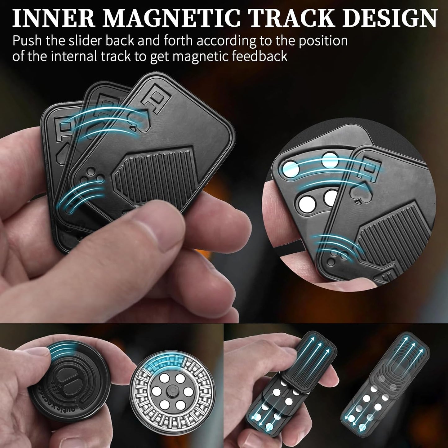 Metal Fidget Toys Gift Pack, Fidget Slider Haptic Coin EDC Fidget Toy for Adults, Home Office Executive Desk Toys Gift for Him, Helps Relieve ADHD/ADD/Autism (Black)