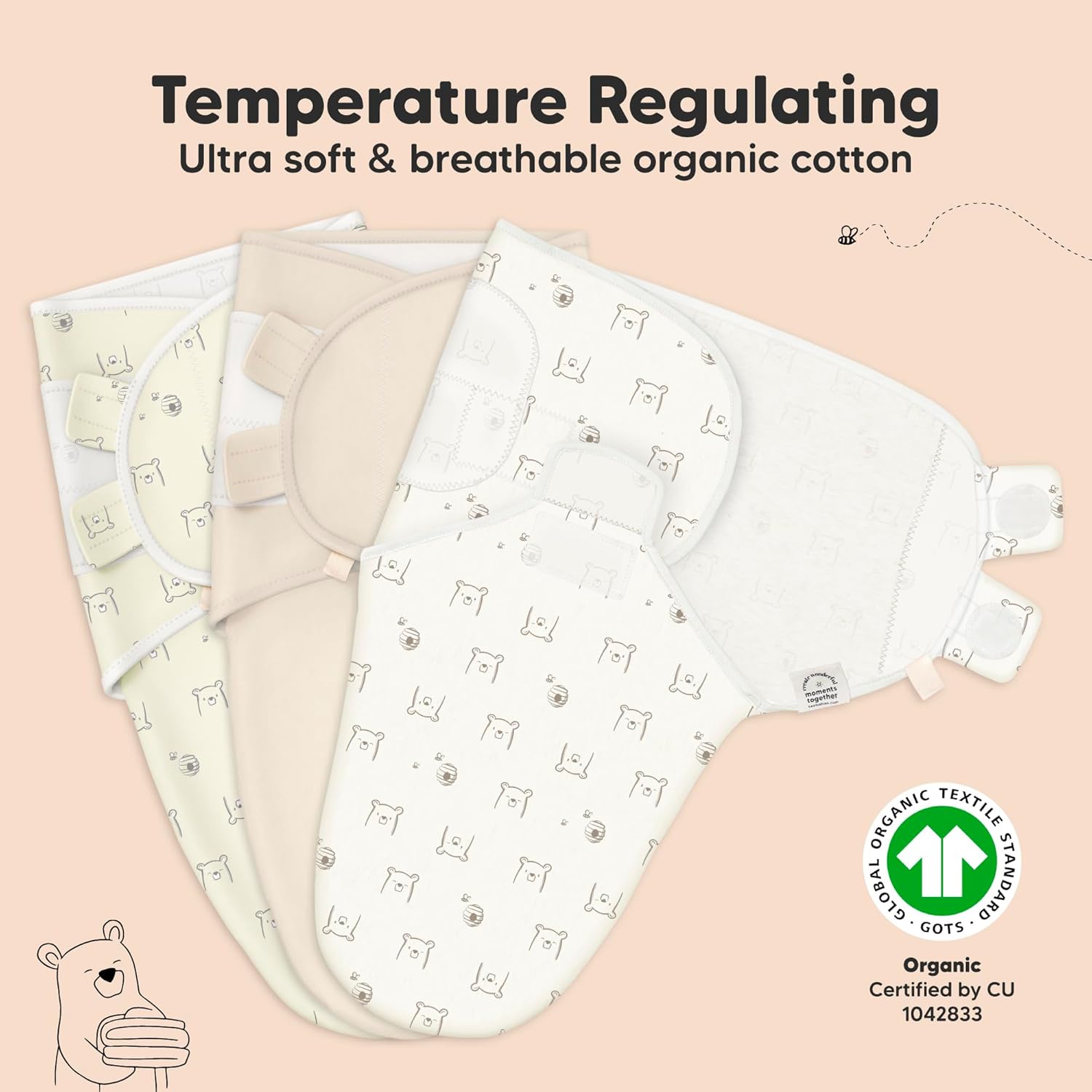 3-Pack Organic Baby Swaddle Sleep Sacks - Swaddles for Newborns, Infant 0-3 Months, Baby Girls