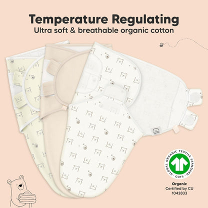 3-Pack Organic Baby Swaddle Sleep Sacks - Swaddles for Newborns, Infant 0-3 Months, Baby Girls