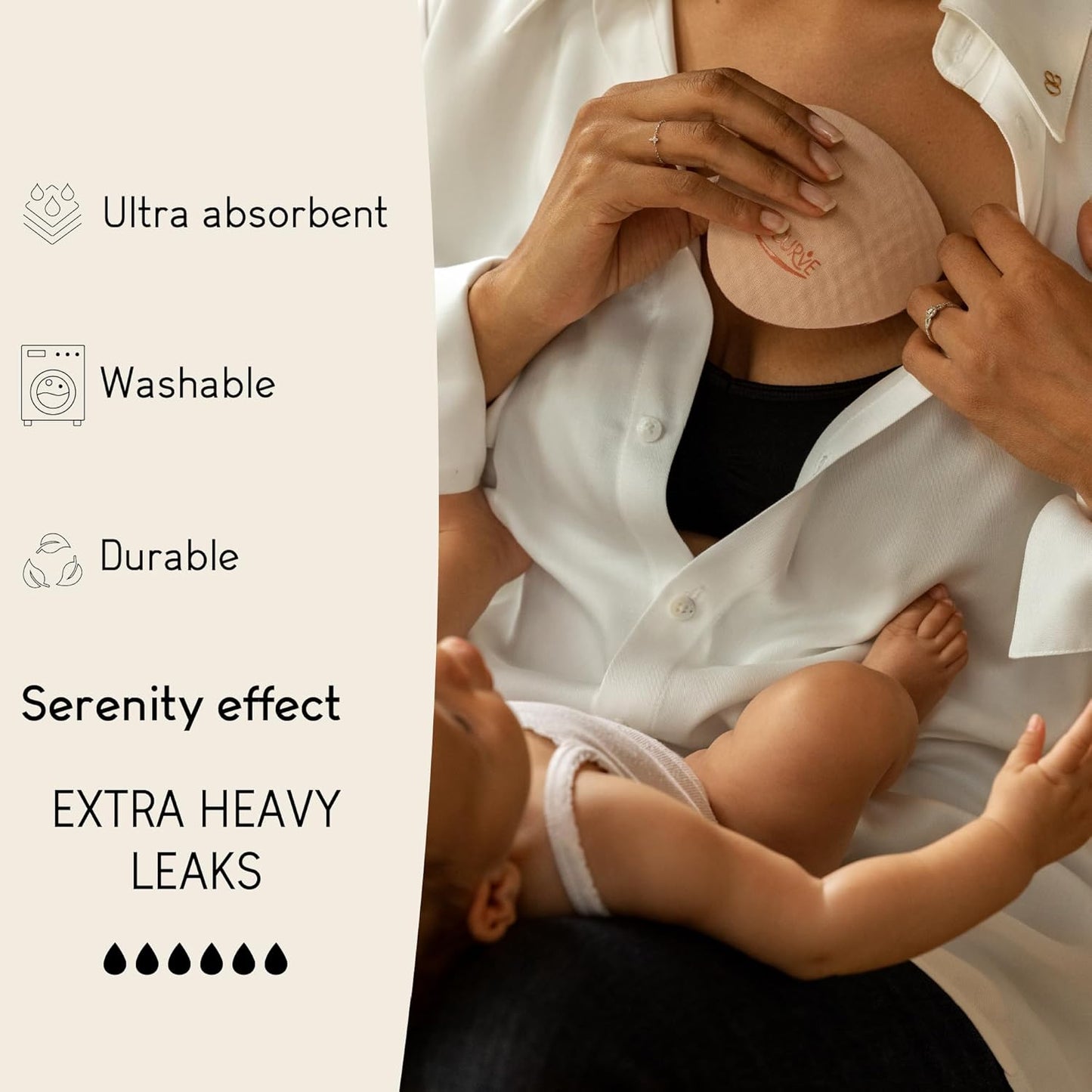 Curve by Cache Coeur Essential Plus Night Nursing Pads ??4-Pack Reusable Ultra-Absorbent