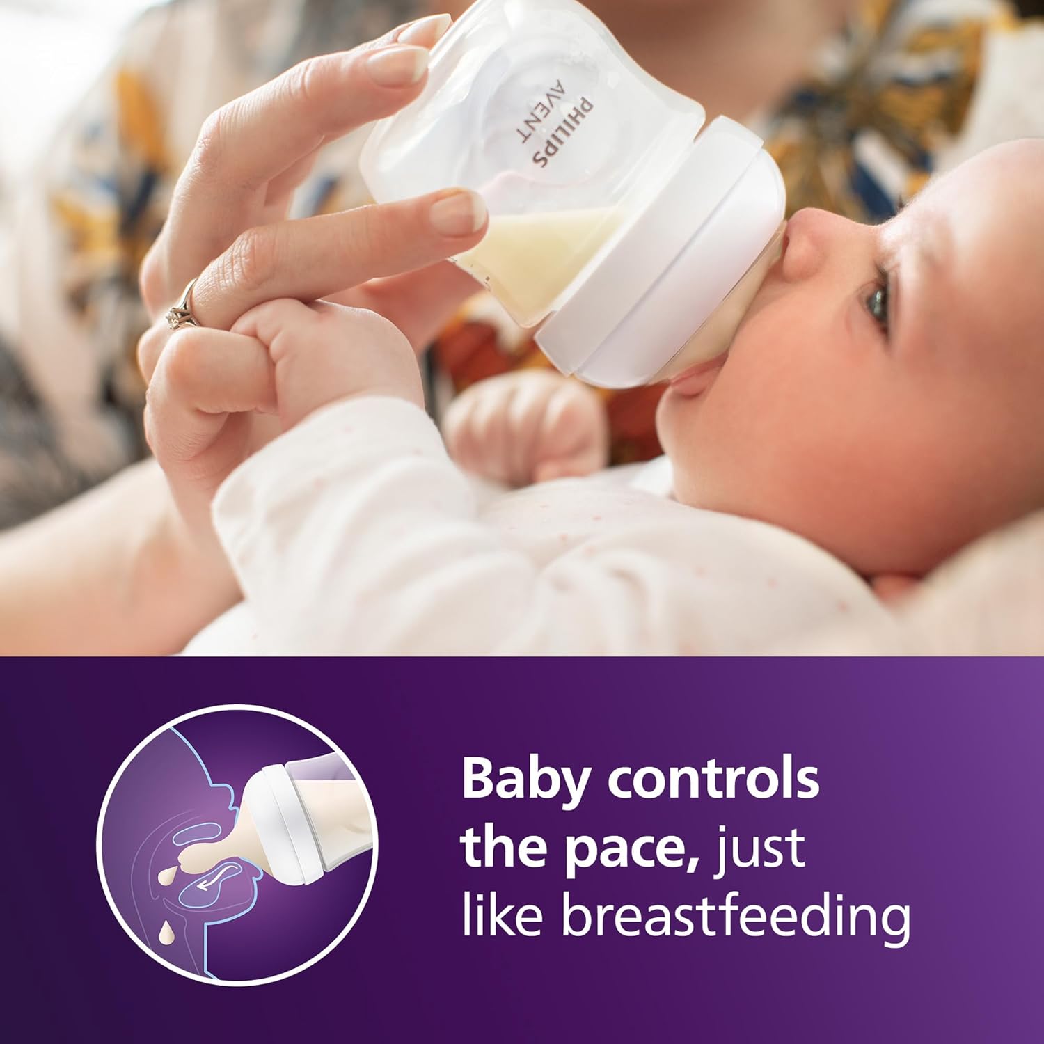 Philips Avent Natural Baby Bottle with Natural Response Nipple (Slow Flow, Flow 2), SCY900/91