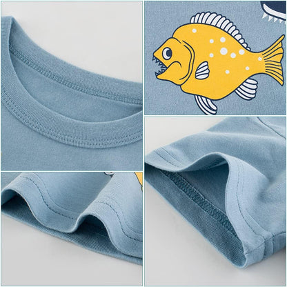 Boys' 4-Pack Excavator Short Sleeve Crewneck T-Shirts Top Tee Size 2-7 Years Toddler Boys' Value Pack Cotton T-Shirt