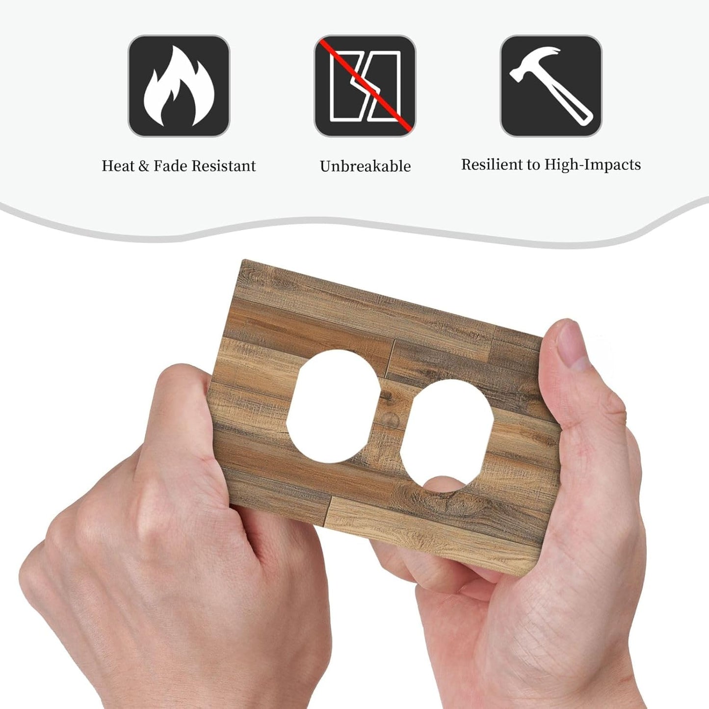 Outlet Covers Retro Rustic Brown Wood Grain 1 Gang Duplex Light Switch Cover Decorative Switch